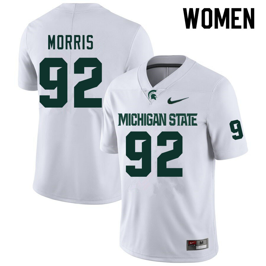 Women #92 Evan Morris Michigan State Spartans College Football Jerseys Sale-White